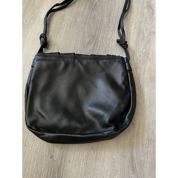 Vintage 80s Artisan Handmade Black Leather Purse With Mother Of Pearl Accent - Picture 6 of 14